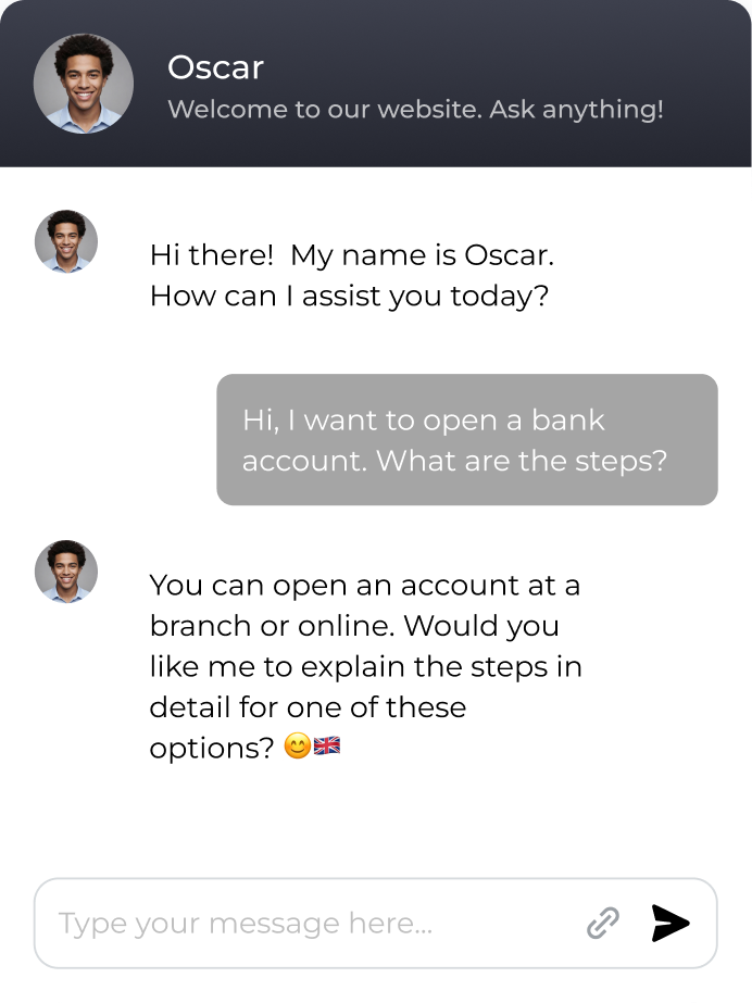 Multilingual AI chatbot that supports multiple languages for global customer support and sale