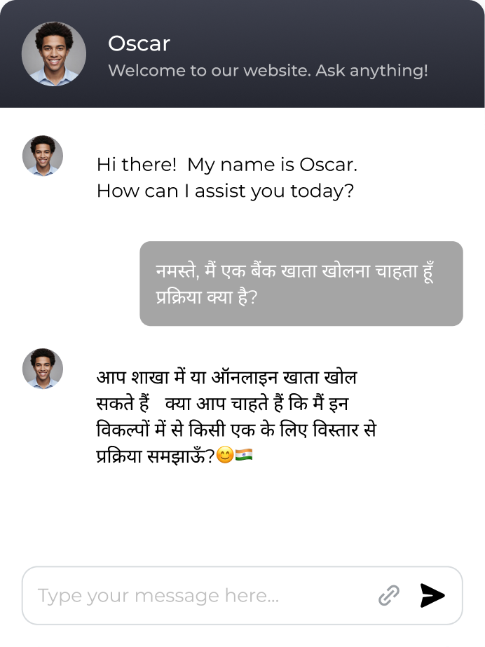 Multilingual AI chatbot that supports multiple languages for global customer support and sales