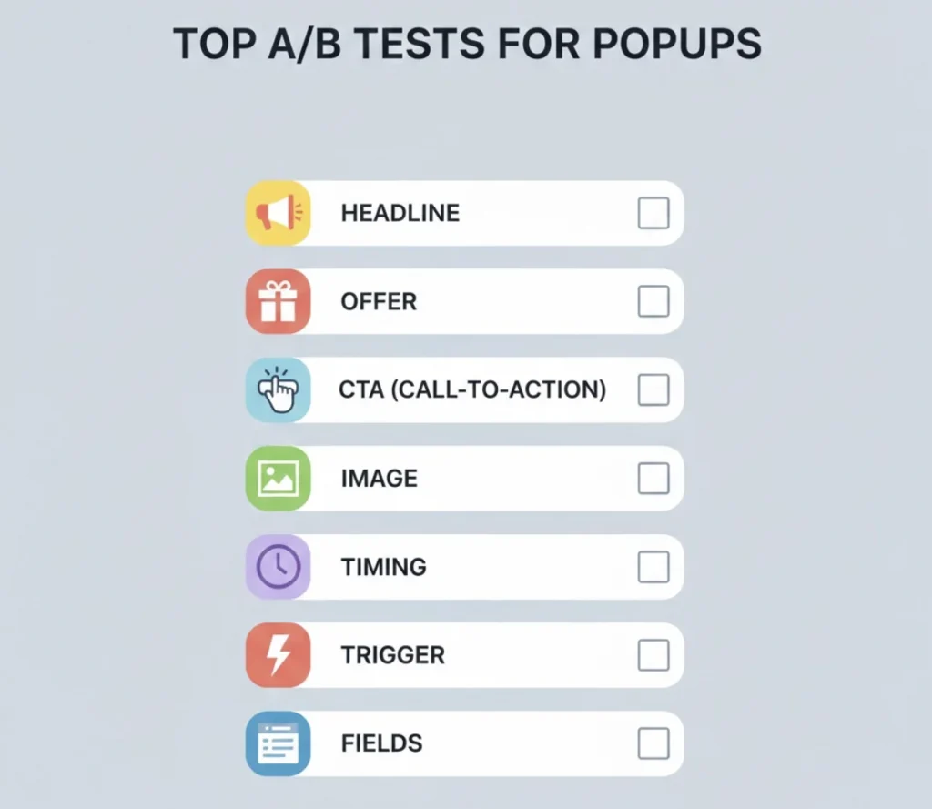 Top A/B tests for popups