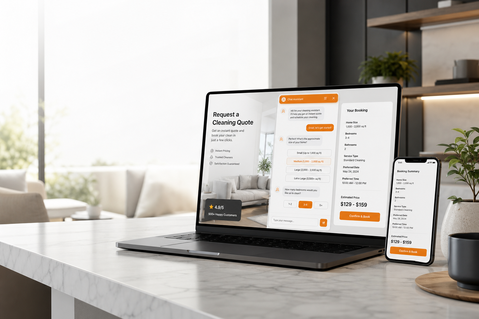 AI chatbot for cleaning services quote and scheduling