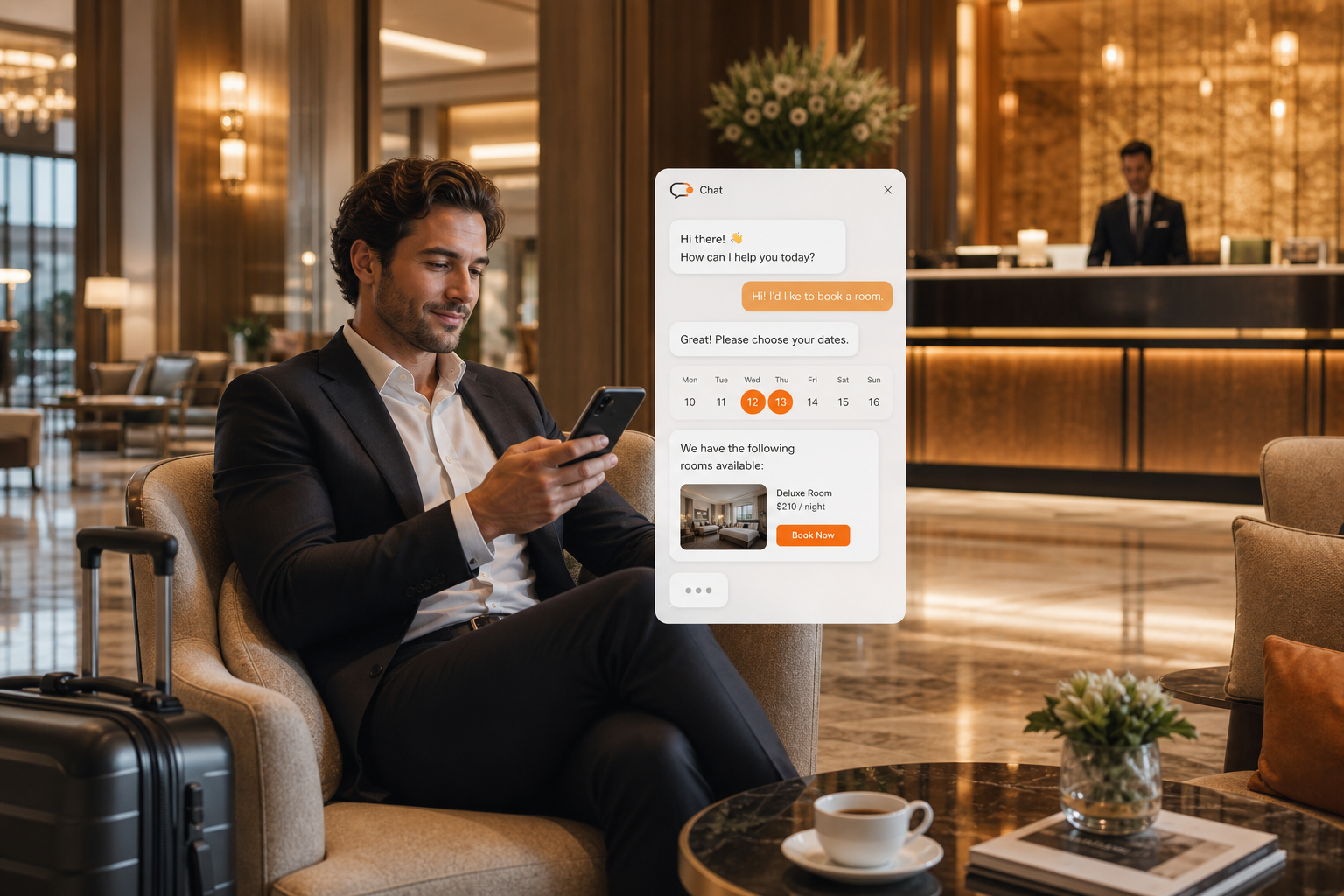 Hotel chatbot direct booking flow image