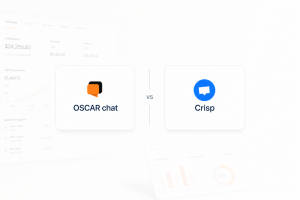 Oscar Chat vs Crisp comparison cover matching Zendesk style