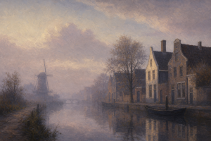 Oscar Chat calm Dutch art-inspired blog cover for AI Chatbot Privacy Checklist for Websites and Online Stores