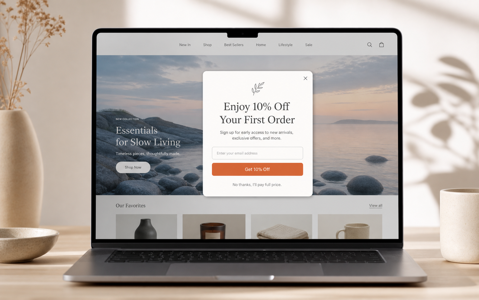 Popup software voorbeeld op een ecommerce website