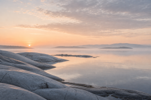 Premium rocky shoreline sunrise nature cover for Shopify popup copywriting article