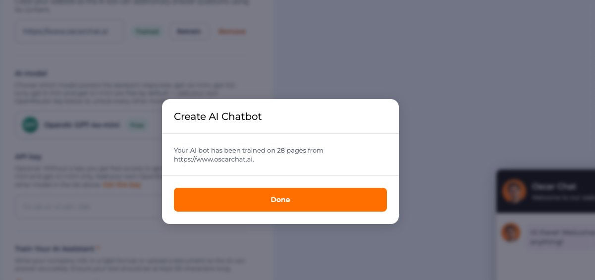 AI bot trained on website pages