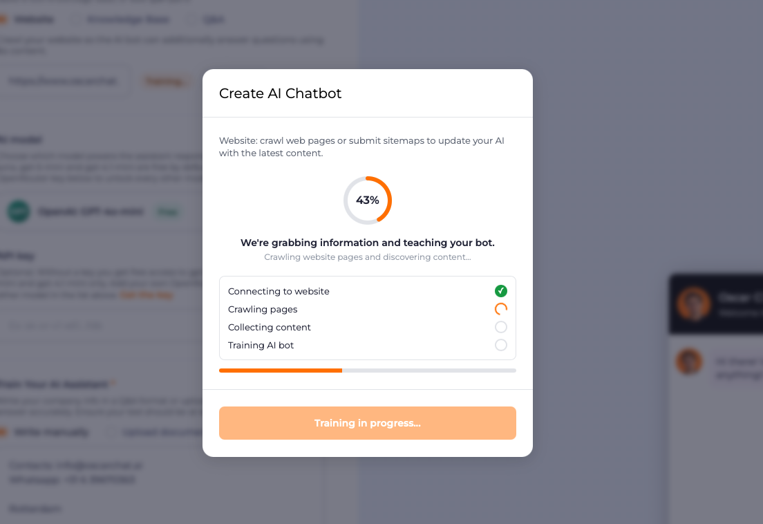 Crawling website pages during AI training