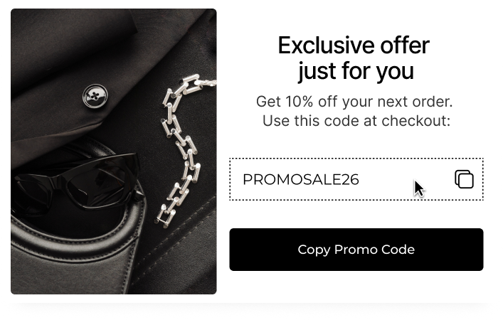Popup with a copyable promo code