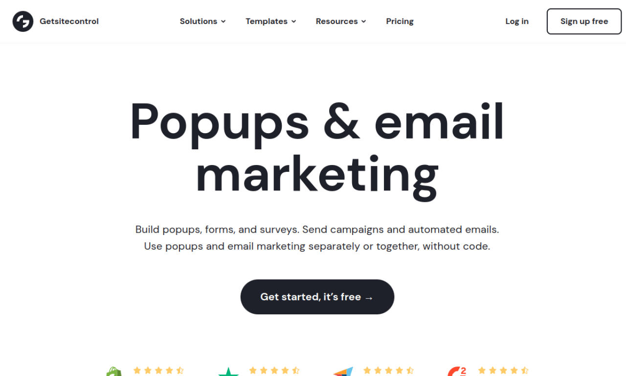 Getsitecontrol homepage