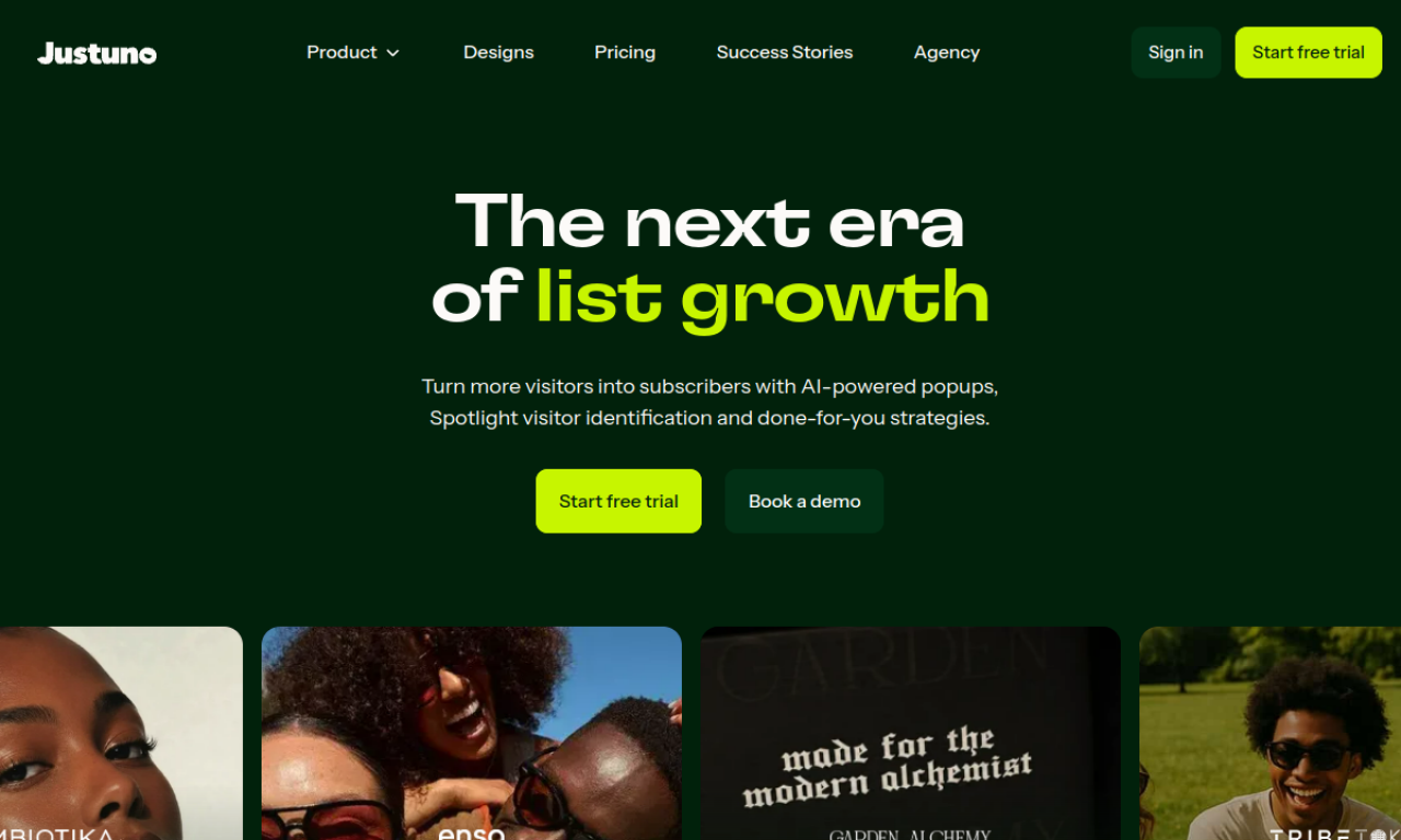 Justuno homepage