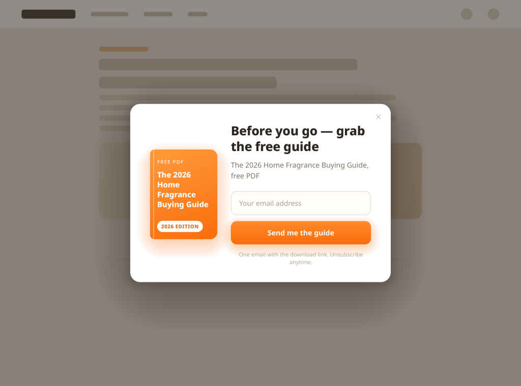 Example of an exit-intent popup offering a free lead magnet (guide or checklist) in exchange for an email address