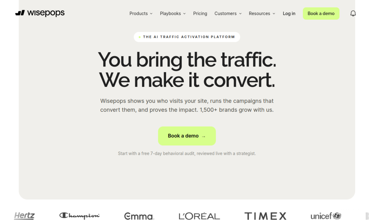 Wisepops homepage